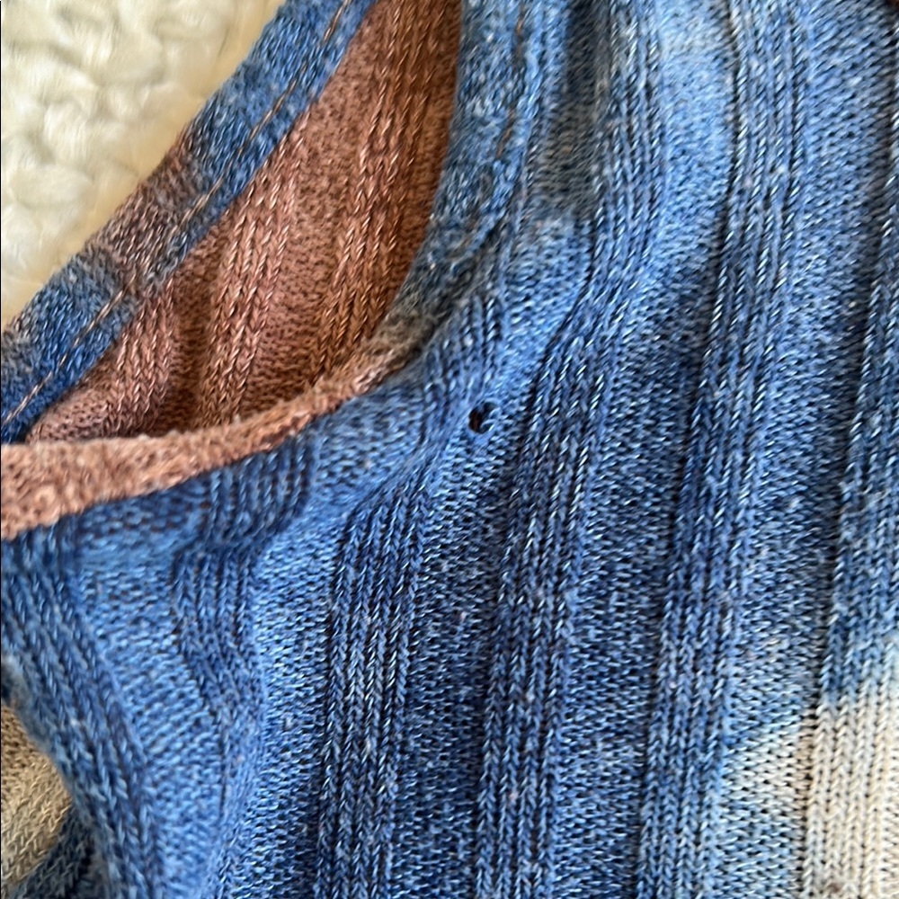 SHEIN Blue and Brown Ribbed Crop Tank Top - Picture 3 of 4